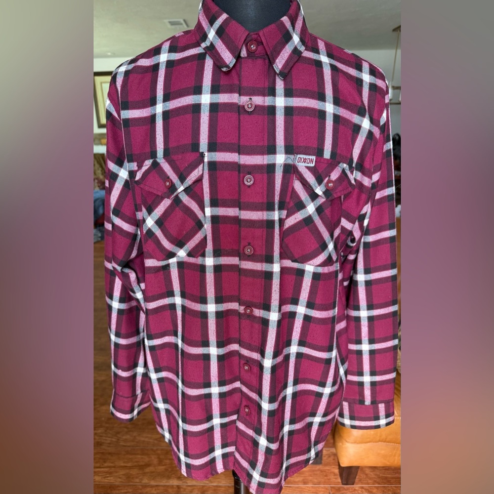 💀 DIXXON The Cellar Cranberry Plaid Casual Button Down Shirt Flannel